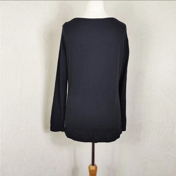 White Label The White Company Black Long Sleeve Cotton Top Amour Embroidered 10 - Picture 3 of 5